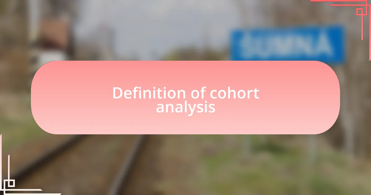 Definition of cohort analysis