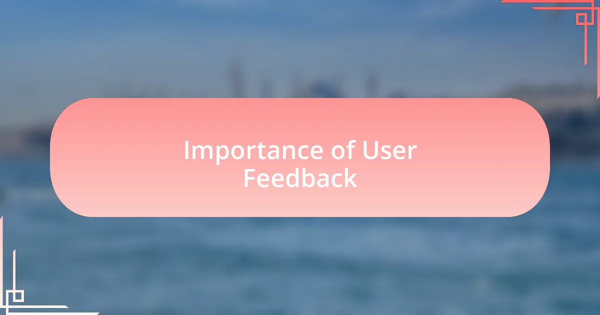 Importance of User Feedback