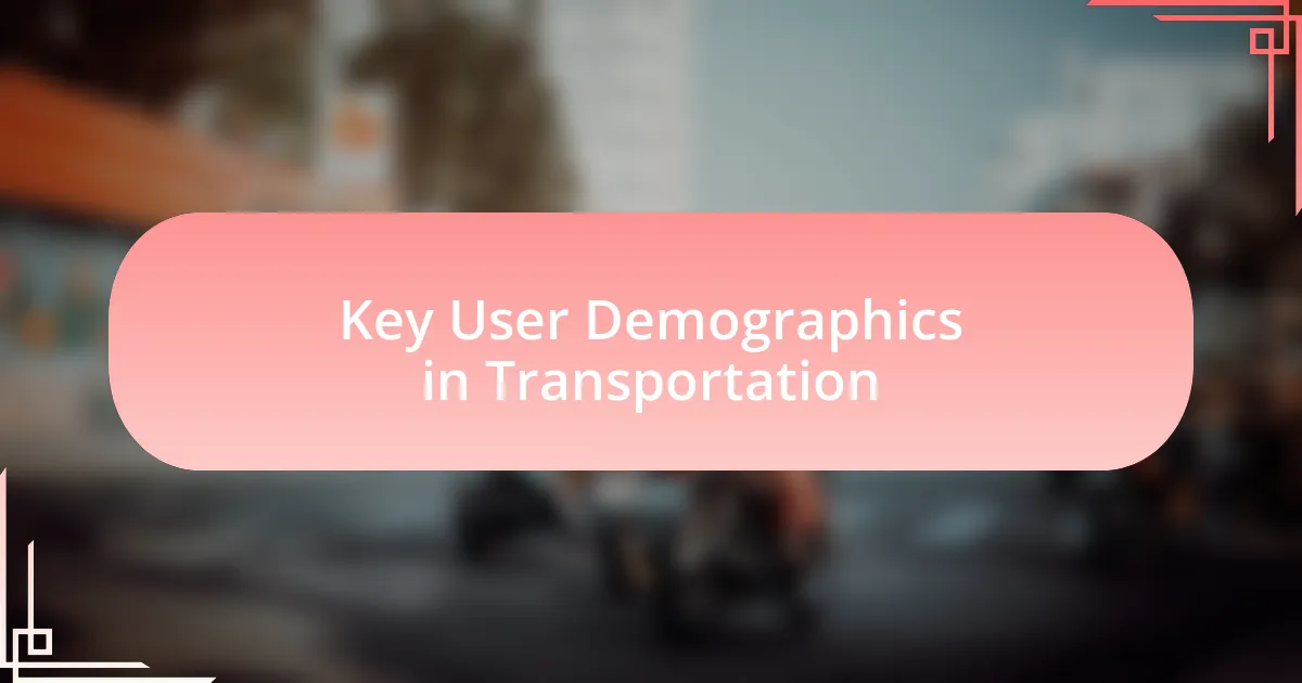 Key User Demographics in Transportation
