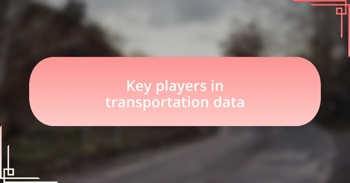 Key players in transportation data