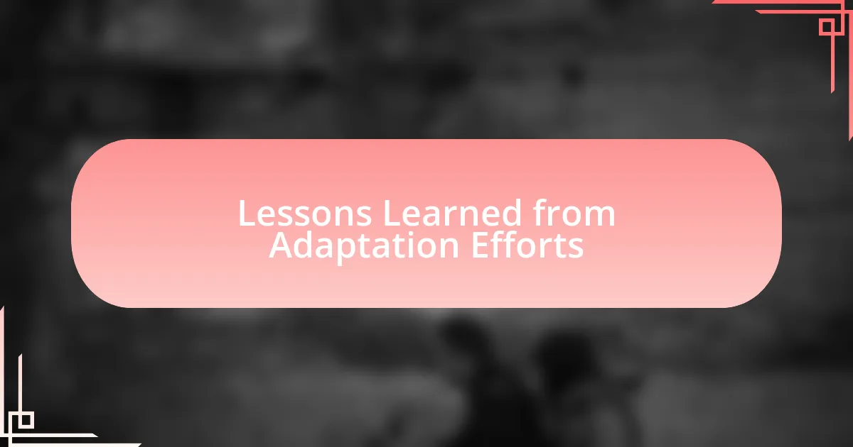 Lessons Learned from Adaptation Efforts