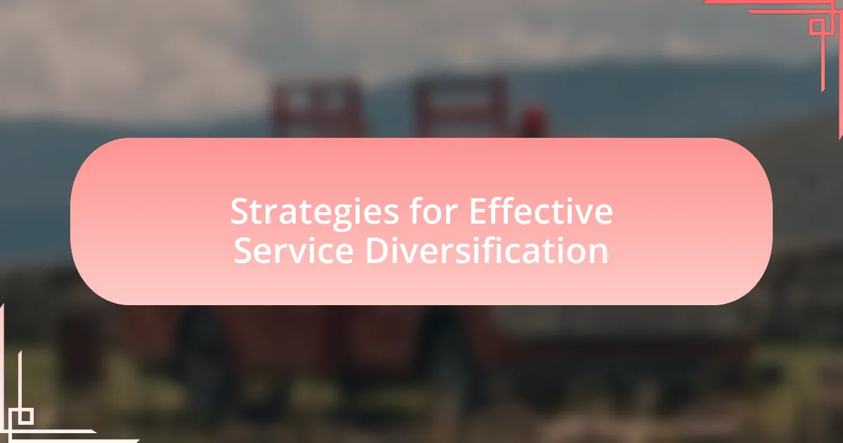 Strategies for Effective Service Diversification