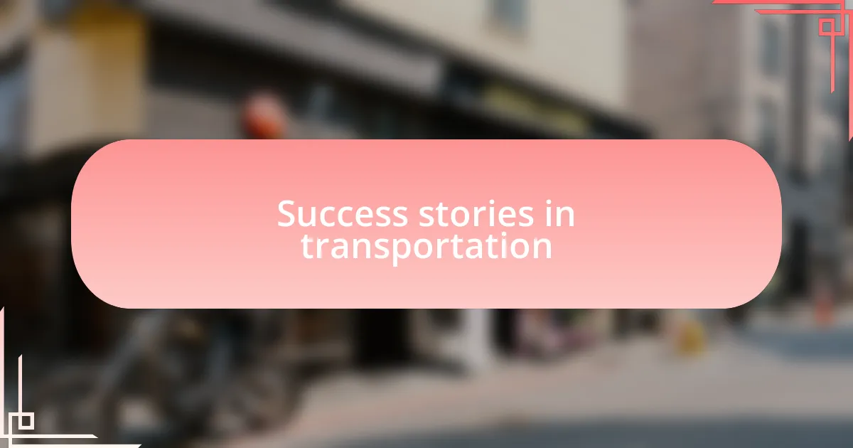 Success stories in transportation