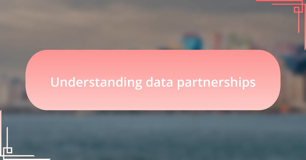 Understanding data partnerships